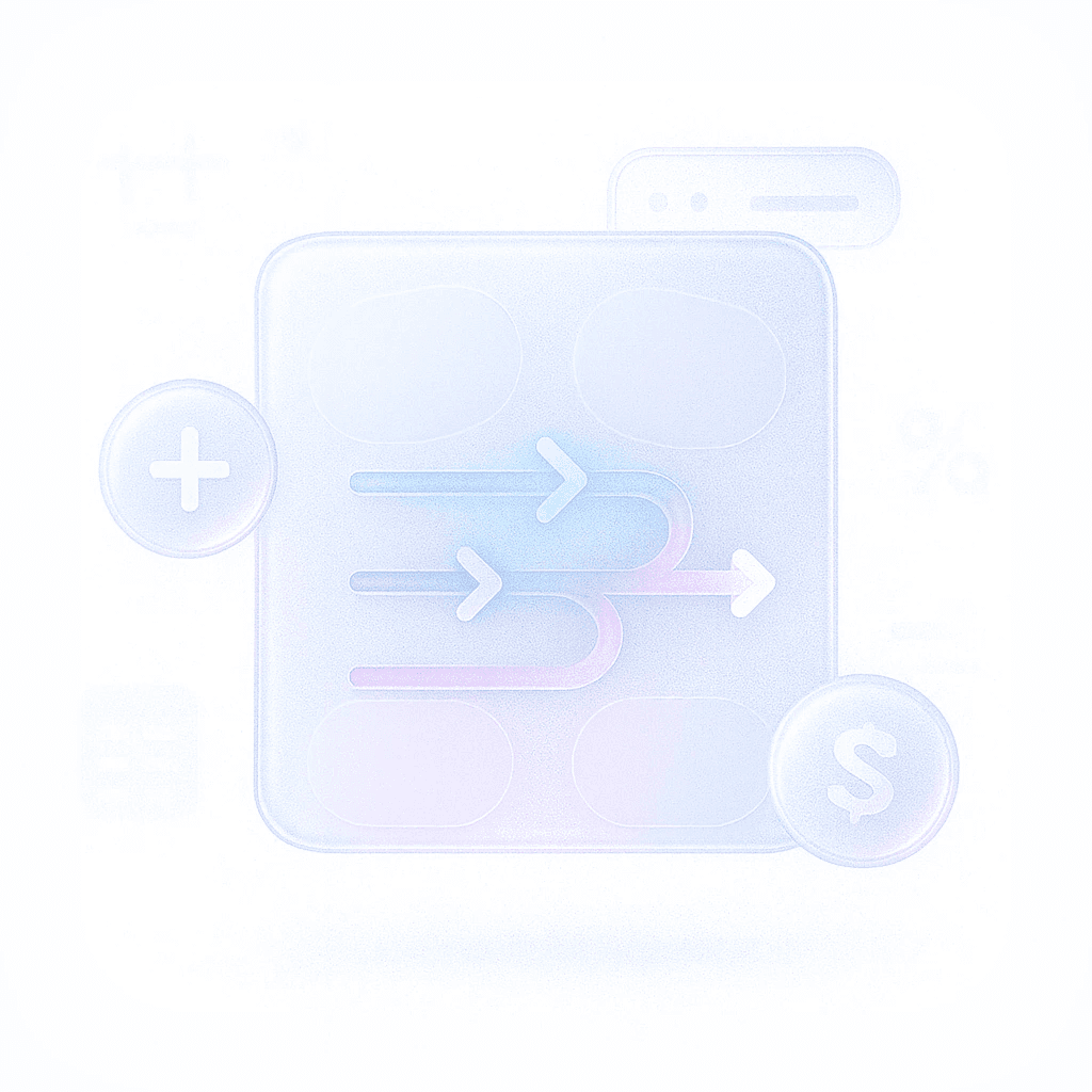 Abstract interface with directional arrows and currency symbol, representing Quboid’s automated pricing and reward redemption process.